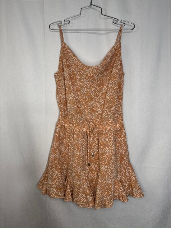 entro Pants - 412. Entro Pebble Print Tiered Romper Tan White Size L